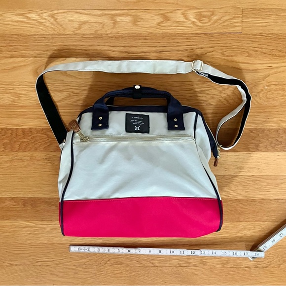 NWOT Anello Crossbody Satchel Bag in Navy Red & Cream - Picture 1 of 3